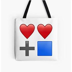 Two Hearts + One Blue Box All Over Print Tote Bag