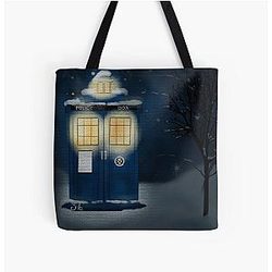 Snowy blue box All Over Print Tote Bag