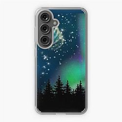 Aurora borealis and a blue box Samsung Galaxy Soft Case