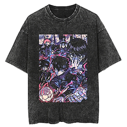 Retro Graphic Novelty PTTT1004 Washed  Blue Lock T-Shirts