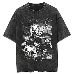 Graphic Cotton PTTT1004 Washed  Blue Lock T-Shirts