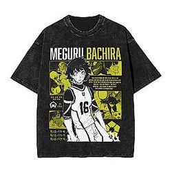 BACHIRA MEGURU PTTT1007 Washed  Blue Lock T-Shirts