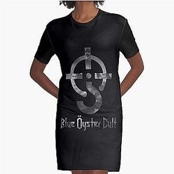 Blue oyster cult - black and white - with text Graphic T-Shirt Dress