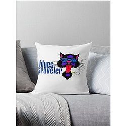 SMOKER CAT BLUES TRAVELER Throw Pillow