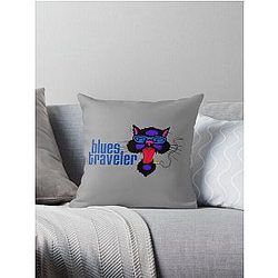 SMOKER CAT BLUES TRAVELER  Throw Pillow