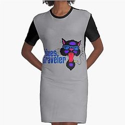 SMOKER CAT BLUES TRAVELER  Graphic T-Shirt Dress