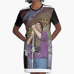 John Popper - Blues Traveler - Photograph Graphic T-Shirt Dress