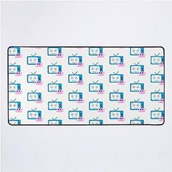 Blur band coffee and TV faces design Desk Mat