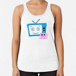Blur band coffee and milk faces design Racerback Tank Top