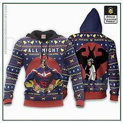 Ugly Christmas Hoodie - All Might from My Hero Academia 2