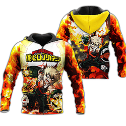 My Hero Academia Hoodie - Katsuki Bakugou 3D Zipped Hoodie