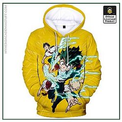 My Hero Academia Hoodie: 3D Izuku Midoriya Yellow Hoodie