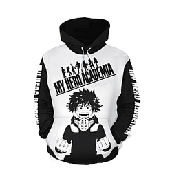 My Hero Academia Hoodie: Izuku Midoriya Black &amp; White Hoodie