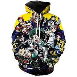 My Hero Academia Merch Hoodie - BNHA Characters Printed 3D Graphic Hoodie