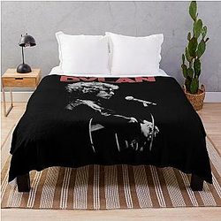 Wild dog Bob Dylan and classic motorcycle  Throw Blanket