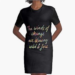 The Winds of Change are Blowing Wild and Free - Bob Dylan quote Graphic T-Shirt Dress
