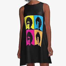 Vintage Bob Dylan's Face Design Music Fans Men Women A-Line Dress