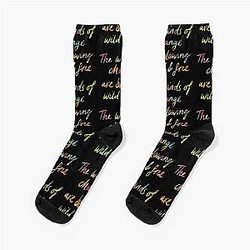 Repeat Pattern version of The Winds of Change are Blowing Wild and Free - Bob Dylan quote Socks