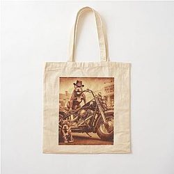野生犬 Bob Dylan そして古典的なオートバイの綿のトート バック