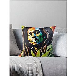 Bob Marley Graffiti Throw Pillow