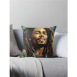 Happy Bob Marley Throw Pillow