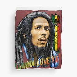 Bob Marley Pixel Reggae Music Duvet Cover