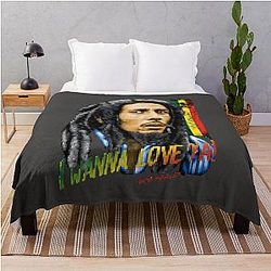 Bob Marley Pixel Throw Blanket