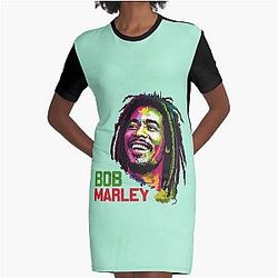 ピクセルアート Bob Marley グラフィックTシャツドレス