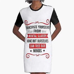 Emancipar-se da escravidão mental. Ninguém pode libertar as nossas mentes. Bob Marley citação de música vestido de camisa gráfica.