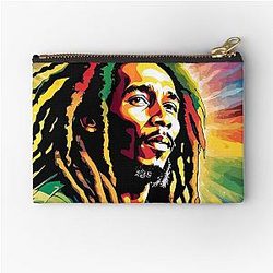 Digital Pop Art Portrait Inspired by Bob Marley Zipper Pouch