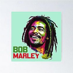 Pixel Art Bob Marley Portrait Wall Poster