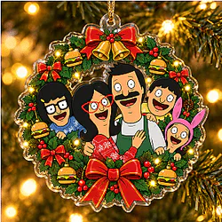 1. Belcher Family Christmas Wreath Ornament NTT0710 Bob's Burgers Decoration