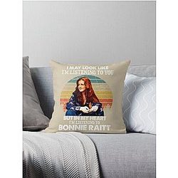 I May Look Like I'm Listening To You Bonnie Raitt Vintage Throw Pillow