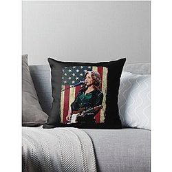 Vintage American Flag Bonnie Raitt Legend Throw Pillow