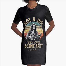 Just A Girl Who Loves Bonnie Raitt Vintage Graphic T-Shirt Dress