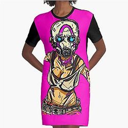 Borderlands 3 vrouwelijke psycho in roze masker Graphic T-Shirt jurk