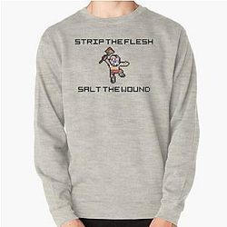 Borderlands Psycho "Strip The Flesh, Salt The Wound" 8-bit Pixel Art Pullover Sweatshirt