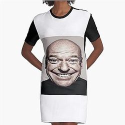 Stretched Hank Schrader Face Breaking Bad Meme Graphic T-Shirt Dress