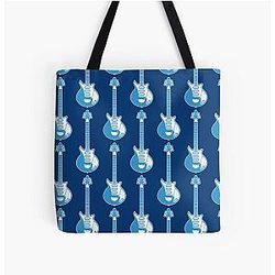Musical Instruments Silhouettes - Brian May Red Special All Over Print Tote Bag