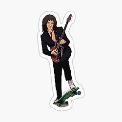 Brian May skateboarding Stickers