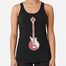 Musical Instruments Silhouettes - Brian May Red Special Racerback Tank Top