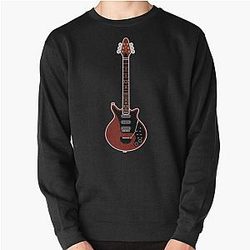 Musical Instruments Silhouettes - Brian May Red Special Pullover Sweatshirt