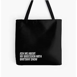 Ask me about my obsession with Brittany Snow all-over print tote bag