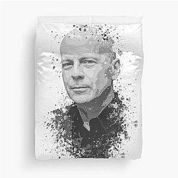 Bruce Willis splatter painting Duvet Cove