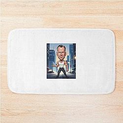 Funny caricature of Bruce Willis bath mat