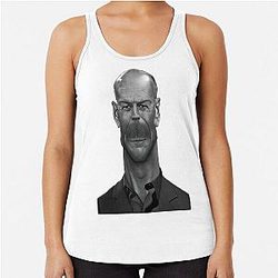 Caricature Bruce Willis Racerback Tank Top