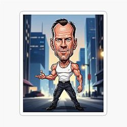 Funny caricature of Bruce Willis sticker