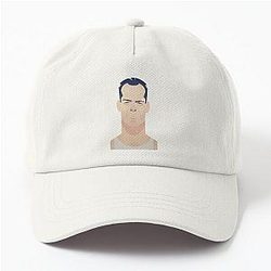 Funny Caricature of Bruce Willis wearing a Dad Hat