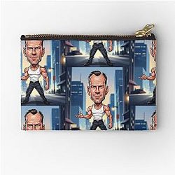 Funny caricature of action actor Bruce Willis Pouch