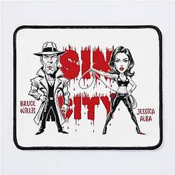 Hilarious caricature of Jessica Alba and Bruce Willis from Sin City Mouse Pad